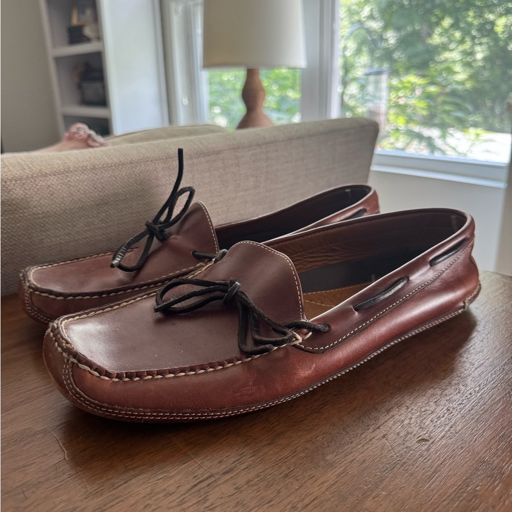 L.L. Bean Brown Leather Slippers Loafers Mocs Size 13